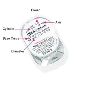 Biomedics Toric blister pack base curve diameter power guide