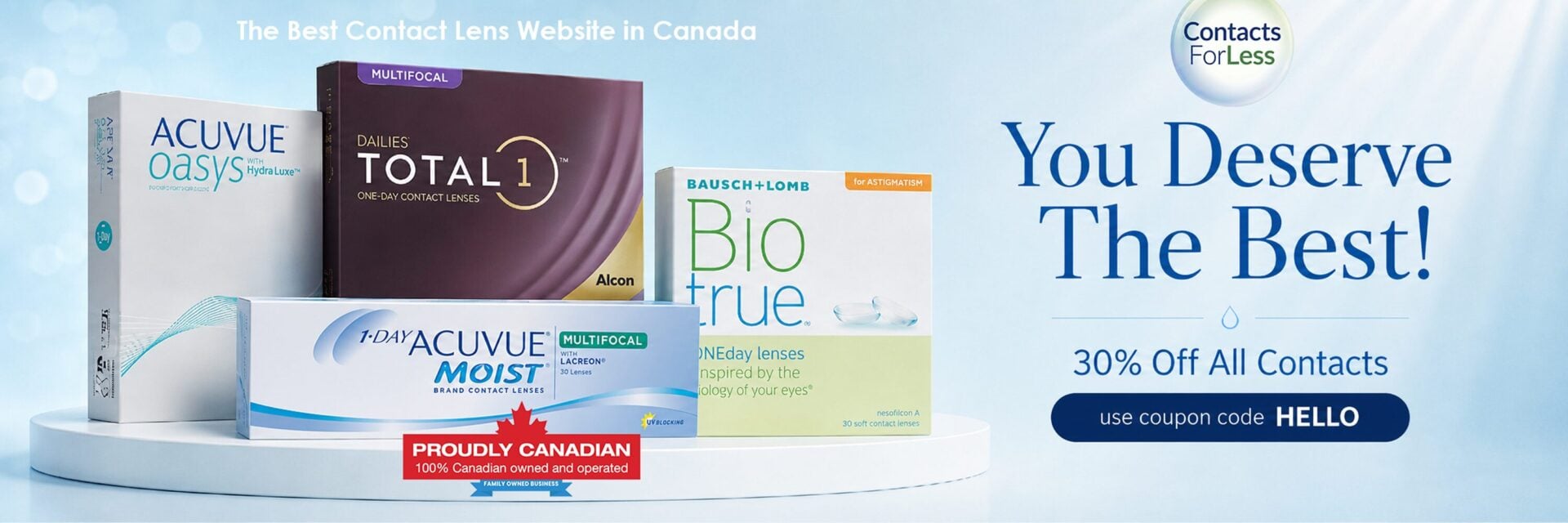 Banner for contact lens website Canada
